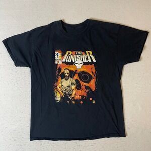 Marvel The Punisher Skull Graphic T‎ Shirt Black Mens Large L Comic Book
